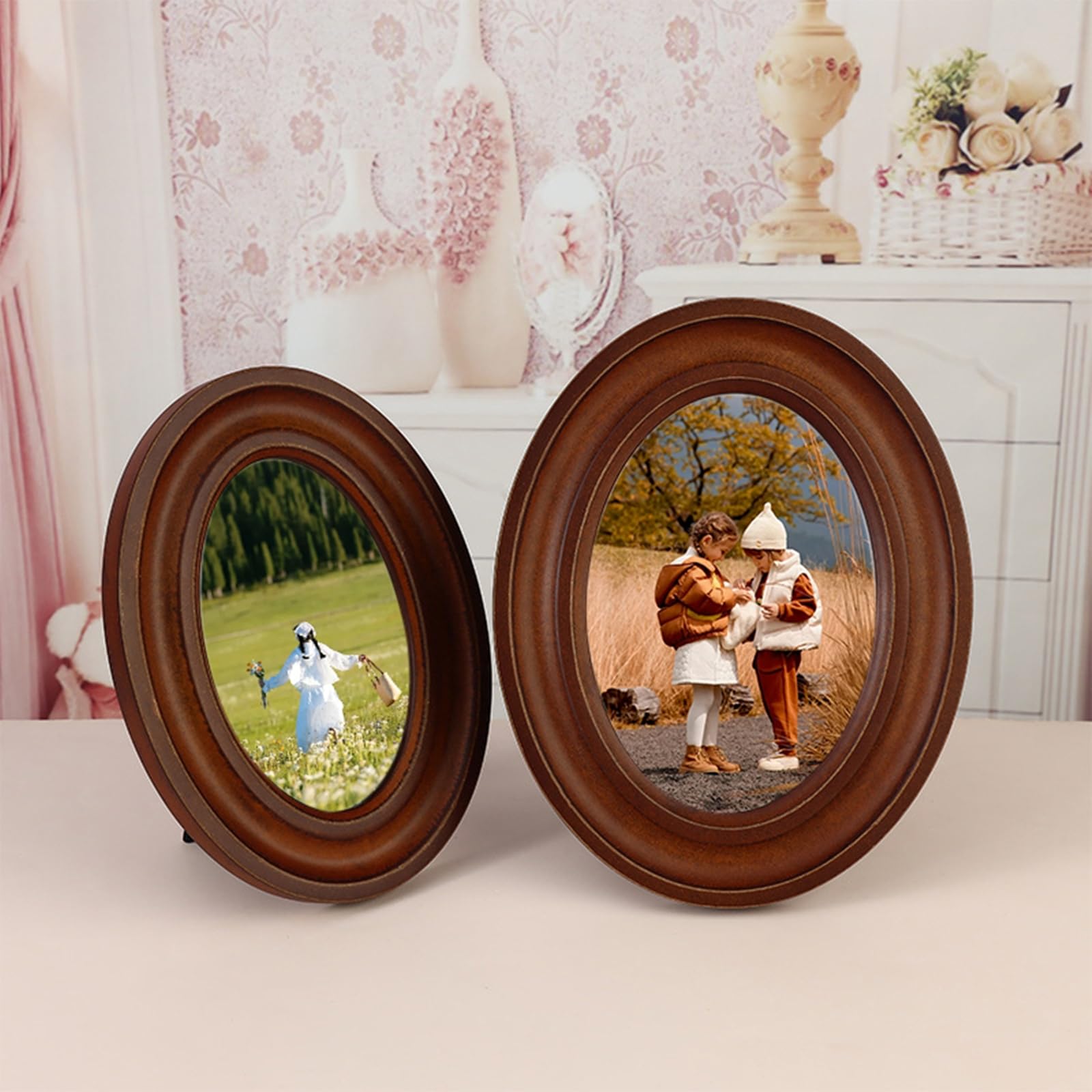 Amazon.com - Stfery Wood Frame 5x7 Vintage Oval Brown Picture