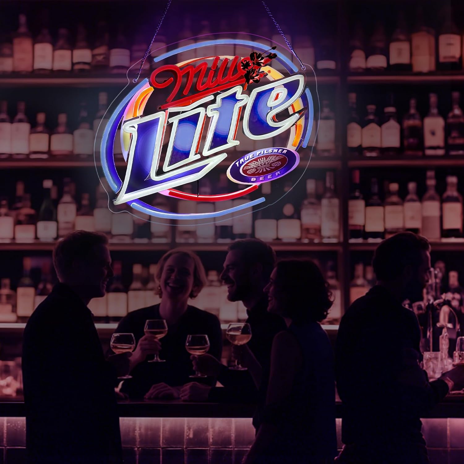 Mille Lite Neon Sign - Dimmable LED Beer Sign for Wall Decor, Home Bar, Man Cave & Garage, Mille Light Neon Sign, Cool Gifts for Men