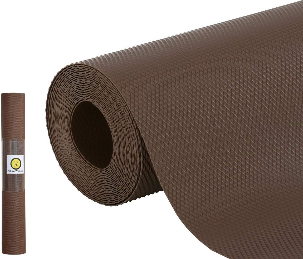 Yellow Weaves PVC Kitchen Mat Fridge Mats 45 cm X 5 Meters Anti Slip Roll, Shelf Liners Sheet for Kitchen, Shelves, Cabinet, Drawer, Wardrobe, Refrigerator, Table (Dark Brown)