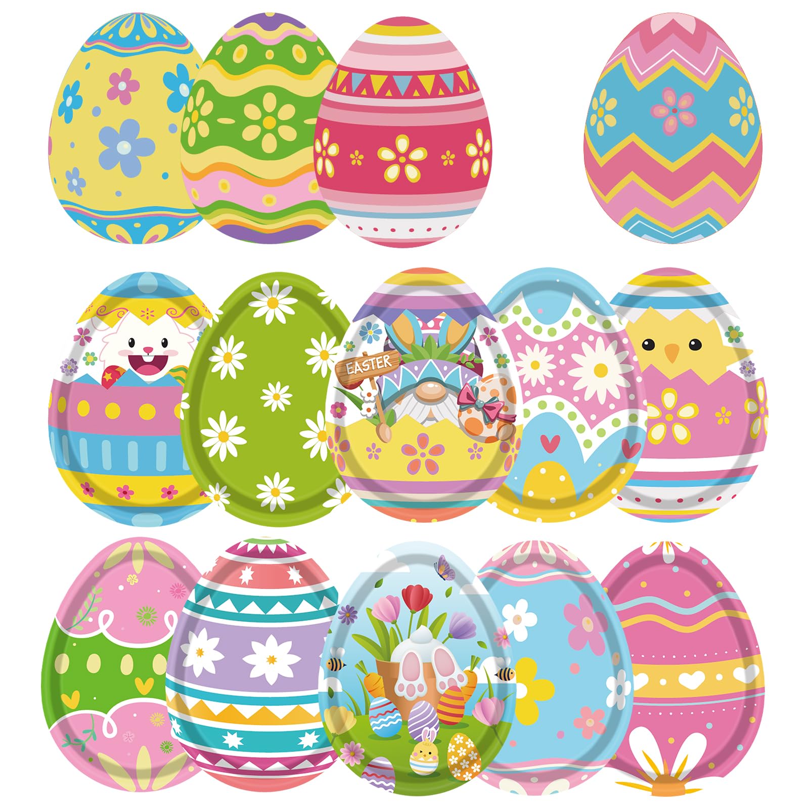 HAKOTI Easter Egg Tableware - 60 Pcs Bunny Egg Shaped Plates & Napkins Set for Happy Easter Dinnerware & Party Decorations