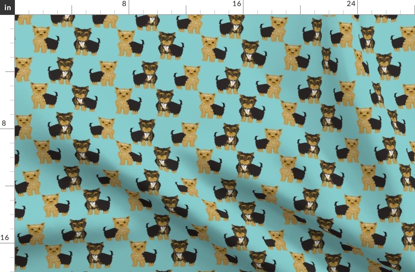 Spoonflower Fabric - Yorkie Yorkshire Terrier Cute Dogs Pets Pet Yorkies Terriers Printed on Organic Cotton Sateen Fabric by The Yard - Sewing Quilting Apparel Home Decor