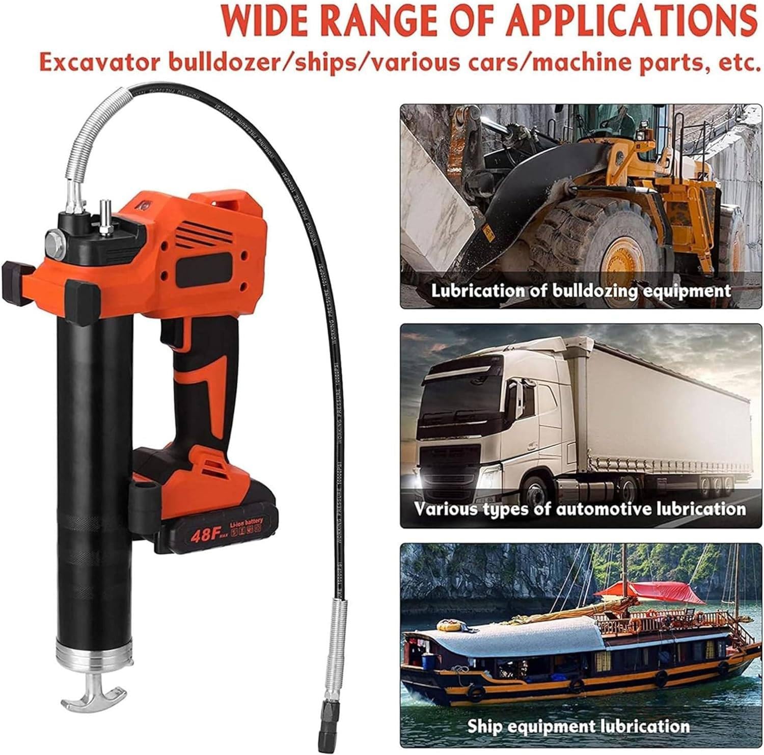 Pistola de grasa inalámbrica con batería y cargador, herramienta de lubricación potente y eficiente para mantenimiento automotriz e industrial