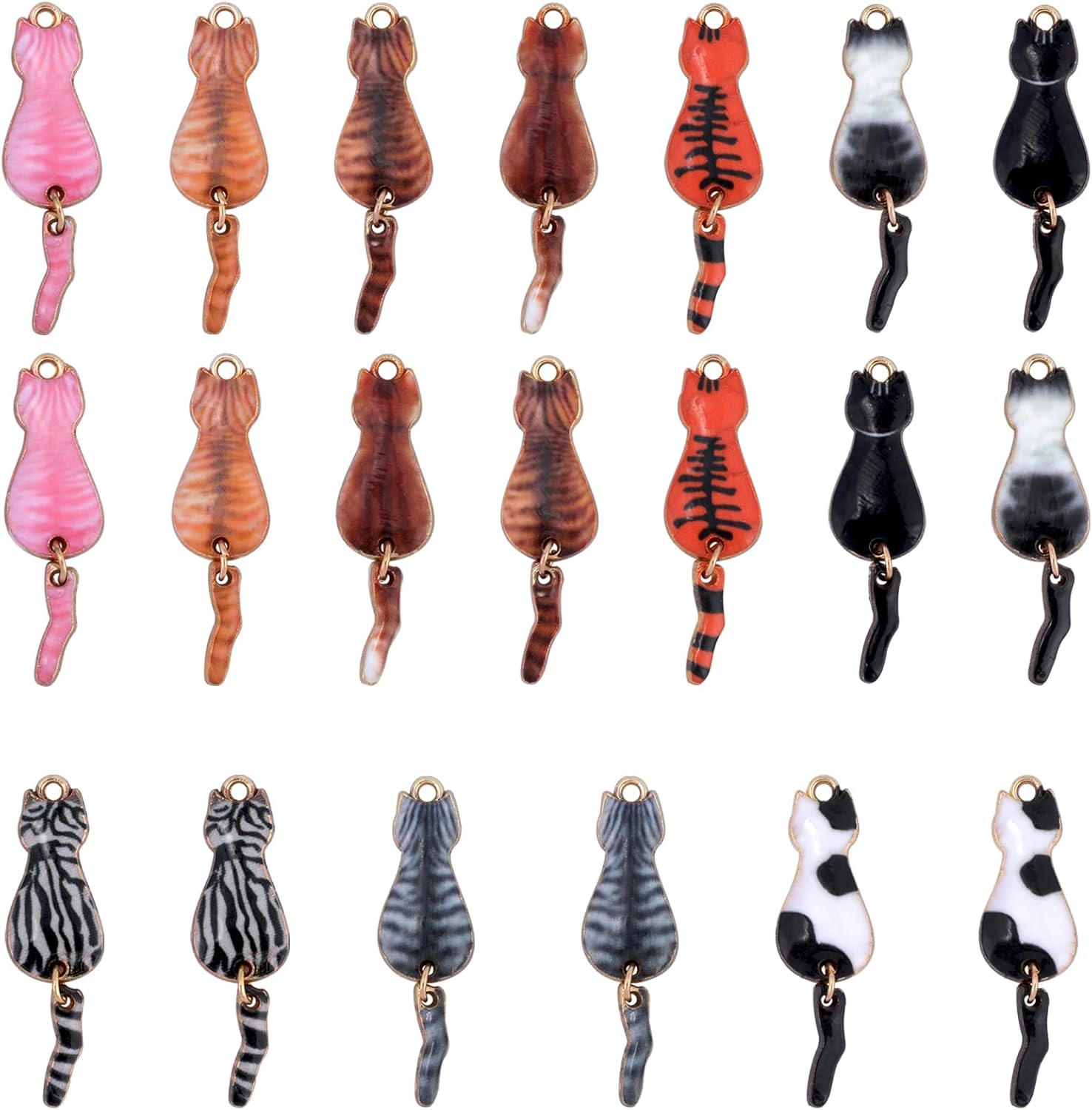 40Pcs Cat Charms Alloy Enamel Kitten Pendants Cute Cartoon Animal Charms for Jewelry Bracelets Necklace Earrings Keychains Making DIY Craft Supplies