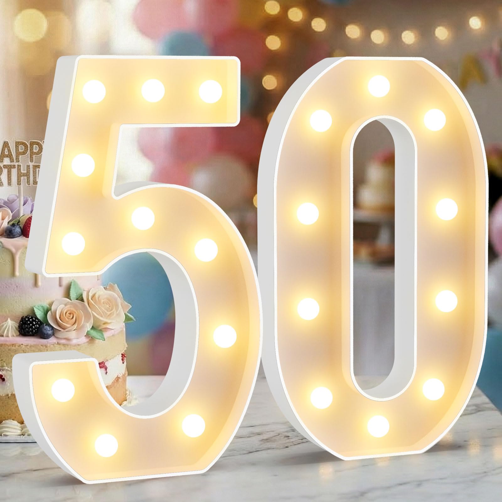 NANXU 12.6 Inch LED Marquee Light Up Numbers 50 - novelty lighting | Mubboo