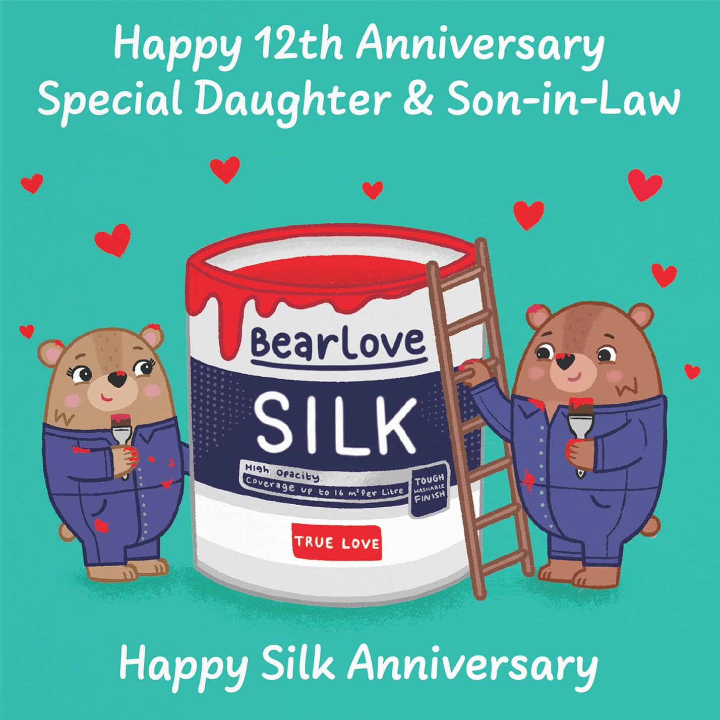 Hunts England, Daughter And Son In Law 12th Anniversary Card, Silk Anniversary, 12 Years - Image 2