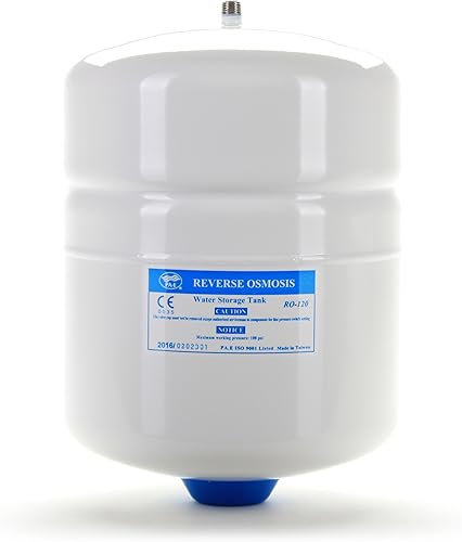 Tanque de agua de ósmosis inversa de acero inoxidable de 2 galones, tamaño compacto para casas rodantes, cámperes, etc. - Blanco, puerto de 14