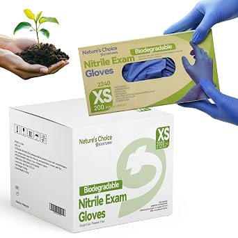 Jointown Biodegradable Nitrile Exam Gloves Eco Upgrade, 3.5 Mil, Powder-Free & Latex-Free, Textured Grip, Food Safe Disposable Gloves for High-Use Workplaces, 2000 Count, XSmall