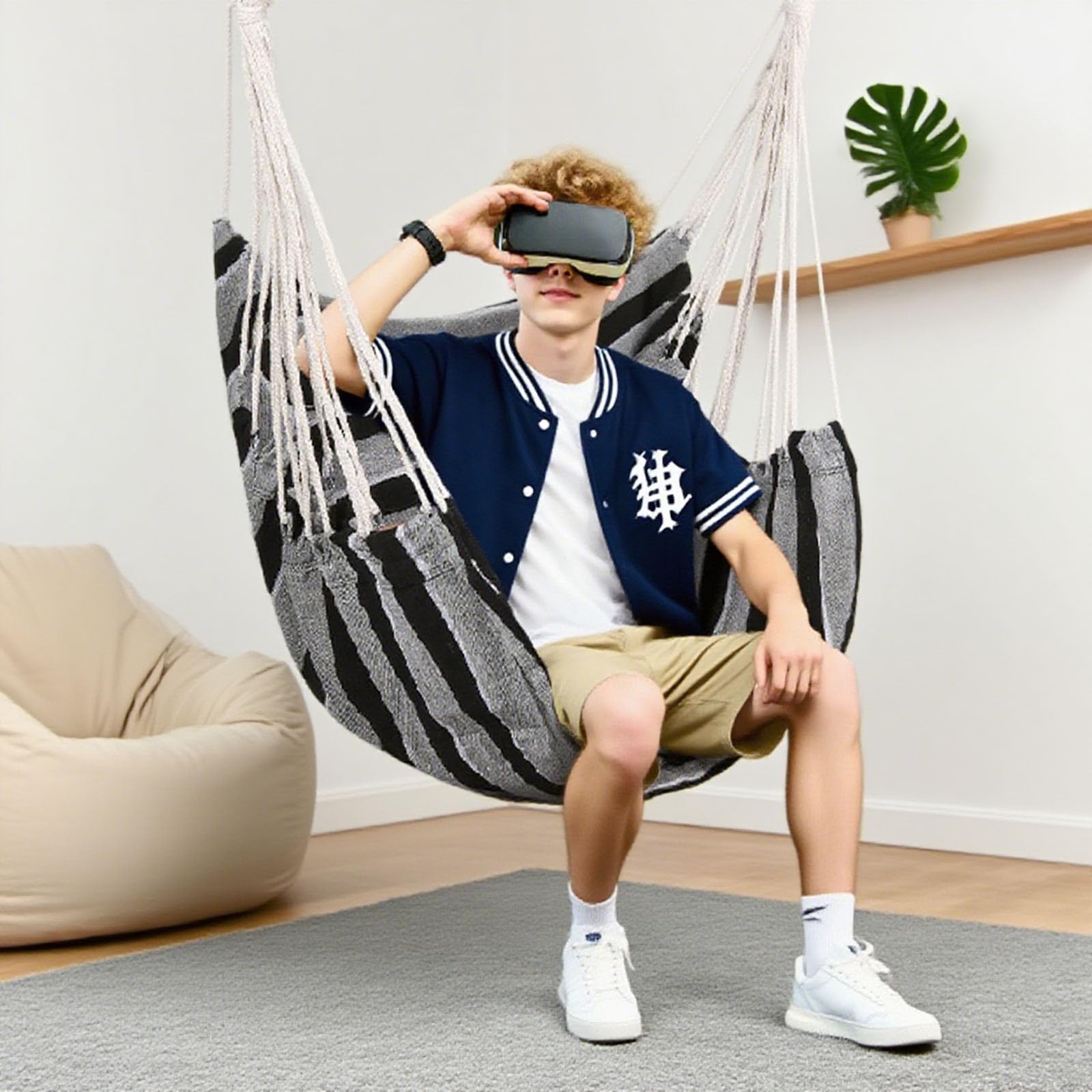 Amazon.co.jp: Goutime ハンモックチェア 屋内吊り下げロープスイング