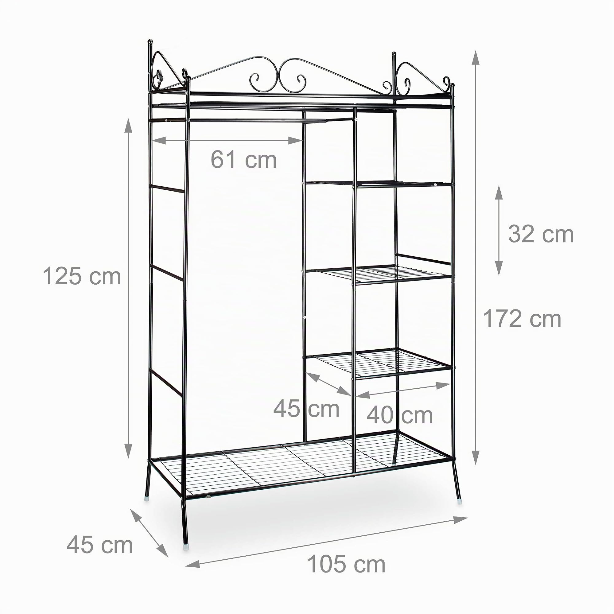 Relaxdays Appendiabiti da Ingresso Country, Stile Rustico, Guardaroba, Rivestimento in Stoffa, 172x105x45 cm ca., Bianco
