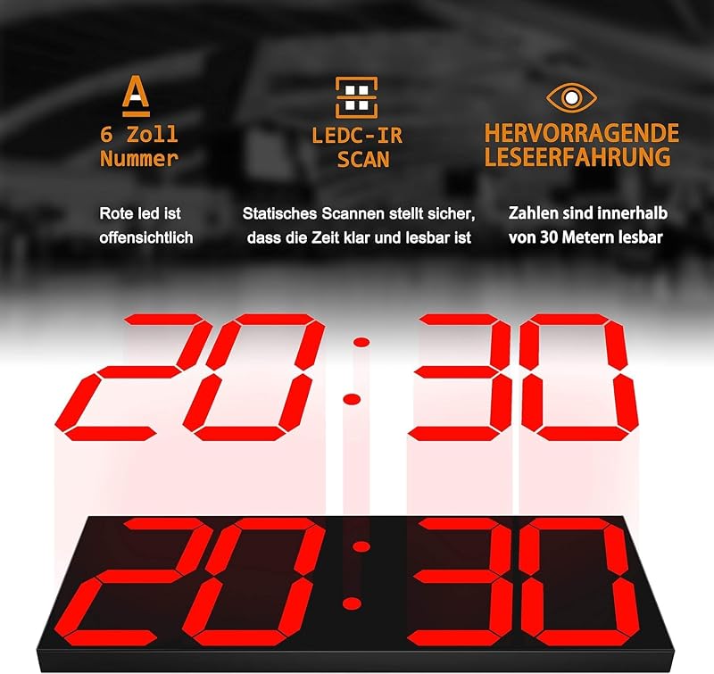 CHKOSDA Falióra LCD Kijelzővel, Visszaszámlálás, Távirányító, Automatikus Fényerő