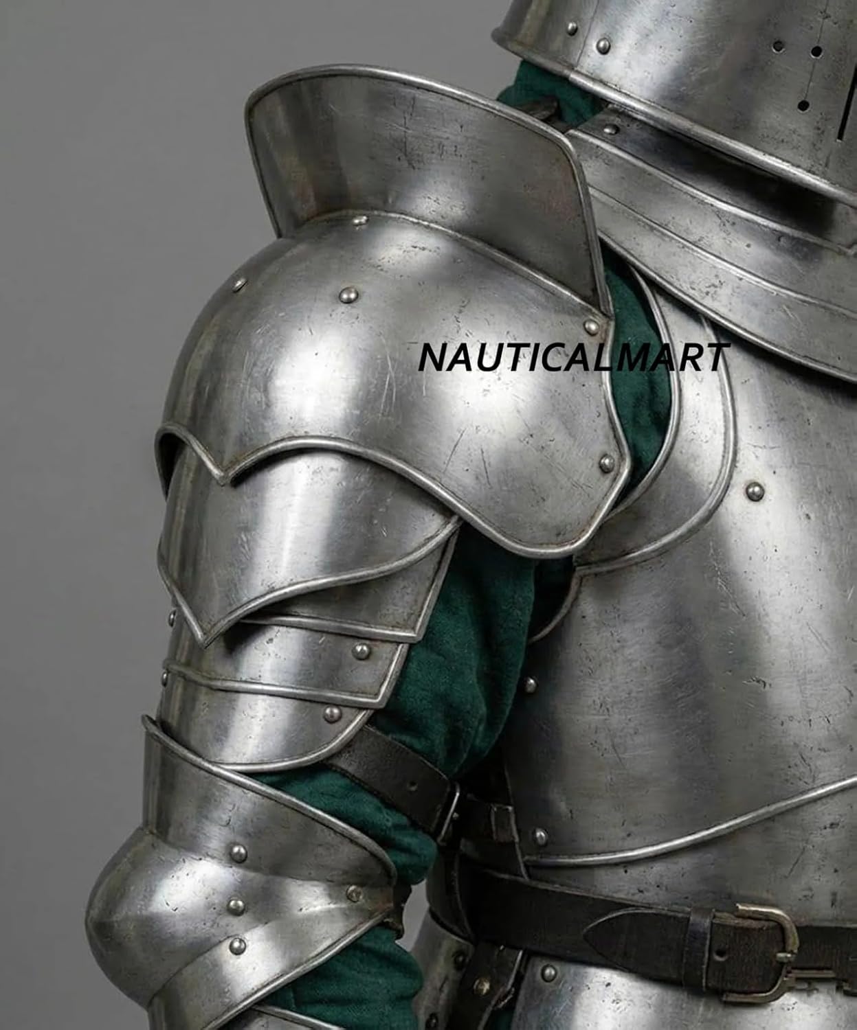 NauticalMart Medieval Knight Barbuta Armor Full Set - 18 Gauge Steel, Body Plate Armor For LARP & Reenactment