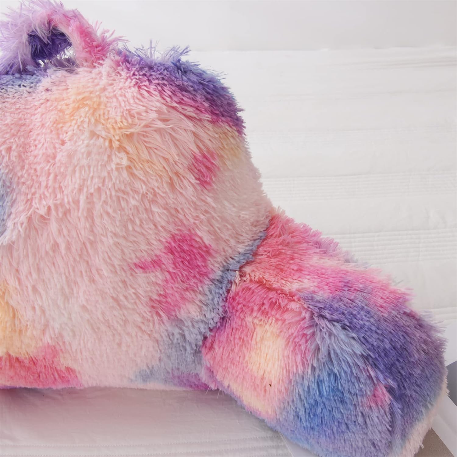 A Nice Night Faux Fur Reading Pillow Bed Wedge Large Adult Children Backrest with Arms Back Support for Sitting Up for Bedrest,PinkPurple - Image 9