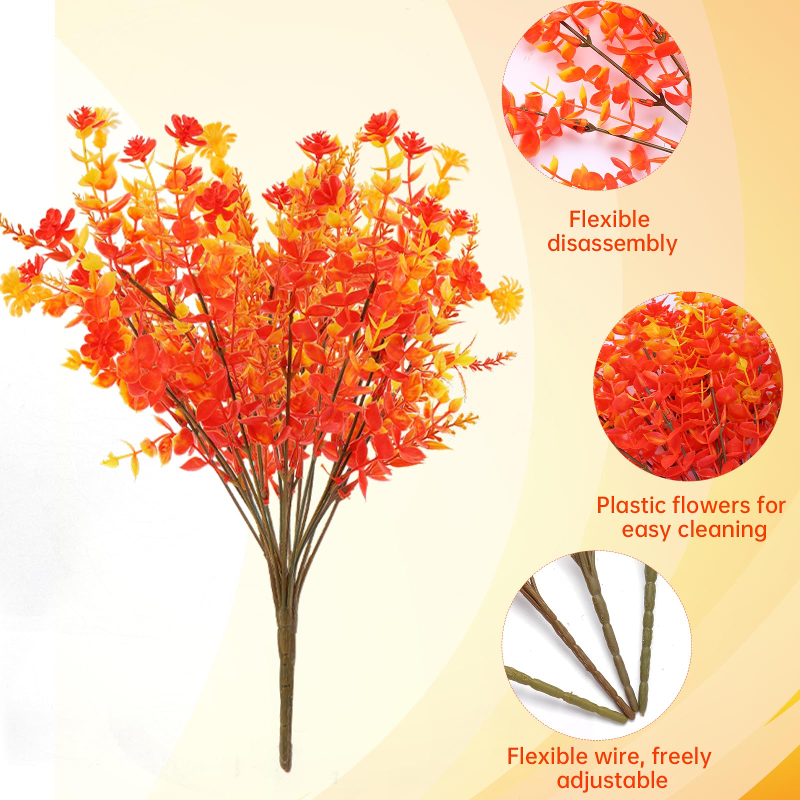 msymsyu 9 Pcs Artificial Flowers for Outdoor 36cm Fake Outdoor Flowers Three Styles Artificial flower Imitation Flowers for Outdoors Suitable for Interior Decoration Parties Living Room Office Wedding - Image 3