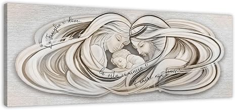 Lupia - World Holy Family Canvas Print, Modern 52 x 48 cm, Digital Art, High Resolution, Sacred Theme with Decorative Text, Wall for Home, Bedside