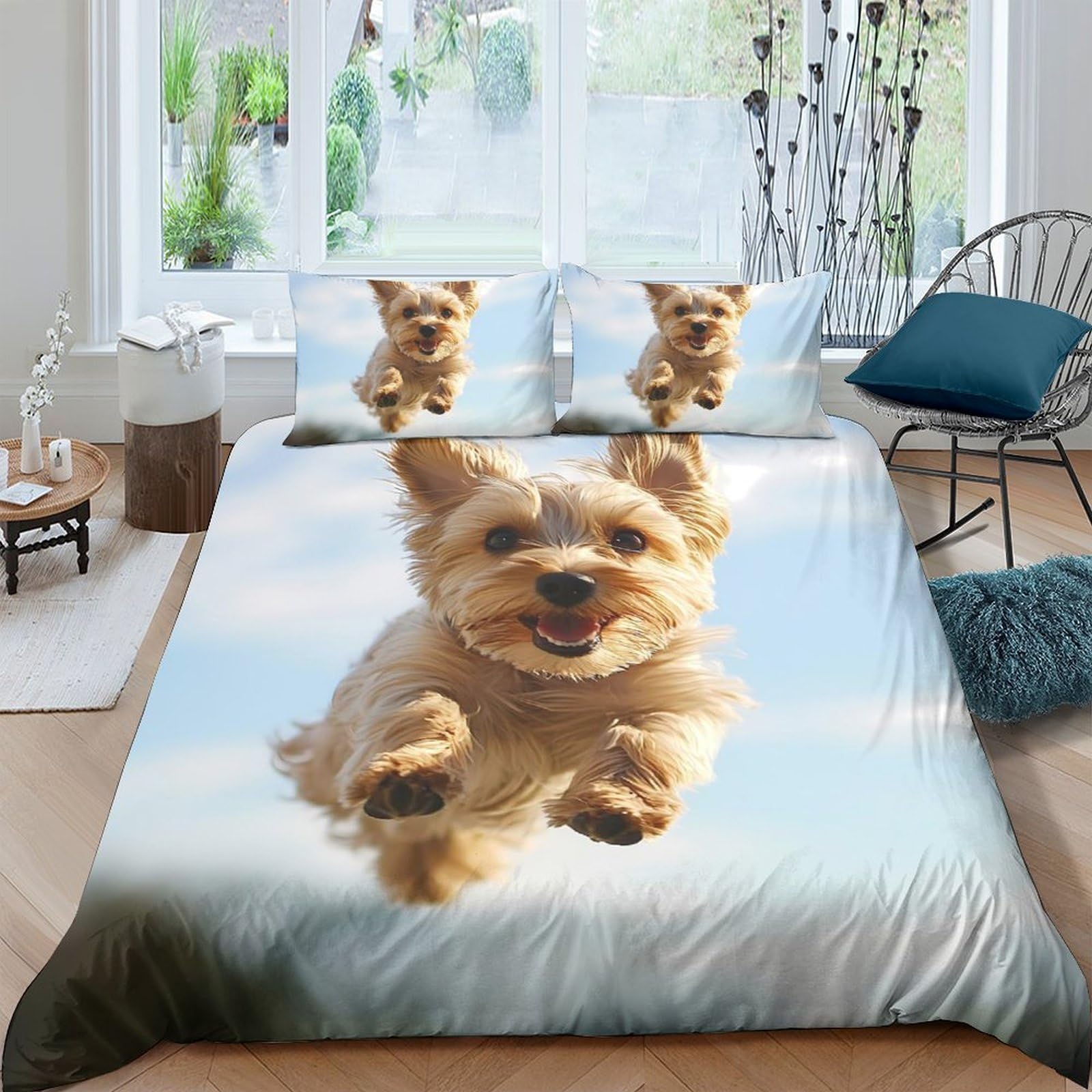 Ctjqhvkz Style-4 3D Printed Dog Running Fitted Sheet Microfiber Soft Breathable Puppy Mattress Cover For Bedroom Guest Room Decor Single（135X200cm）
