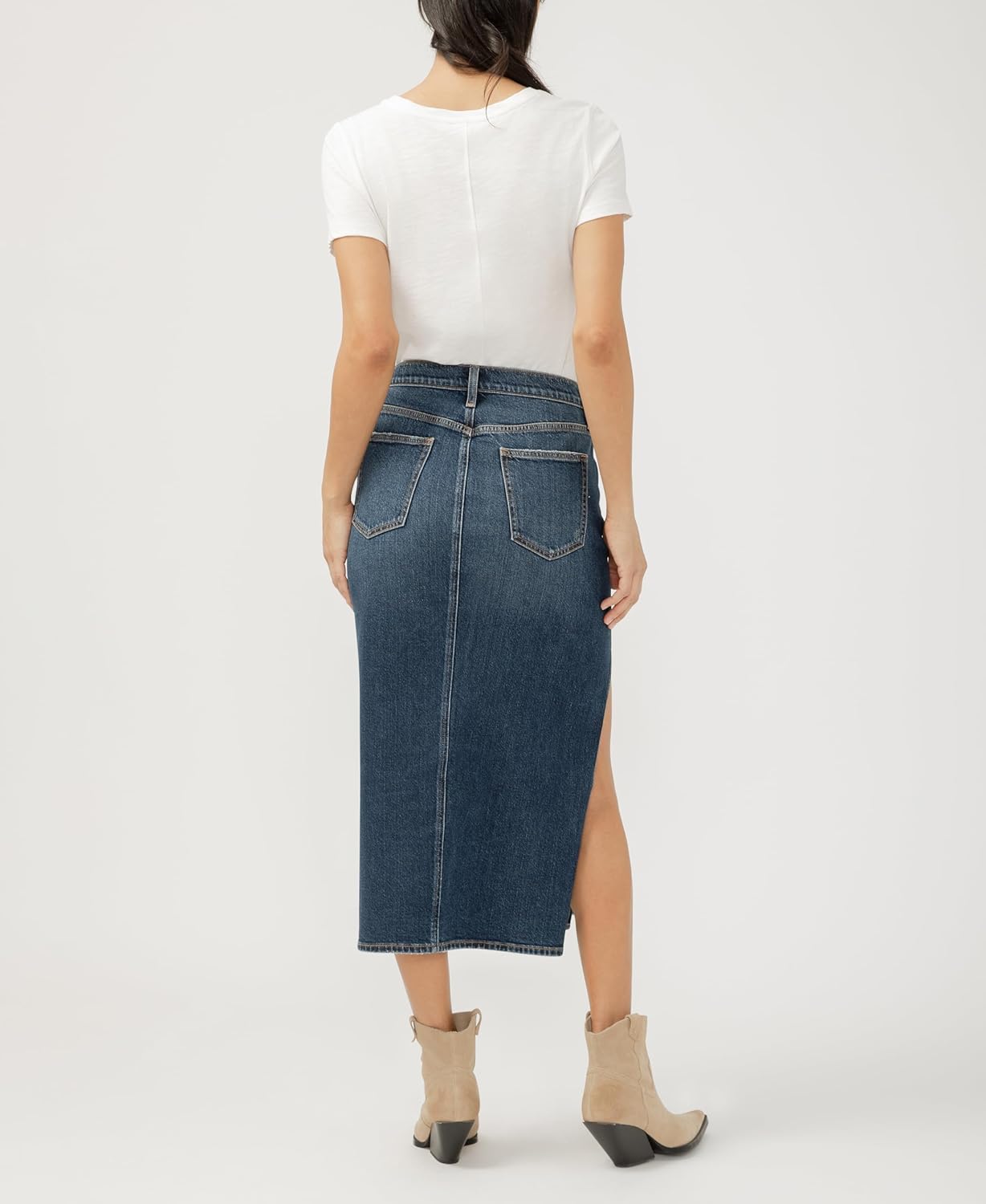 Silver Jeans Co. Womens Side Slit Denim Midi Skirt
