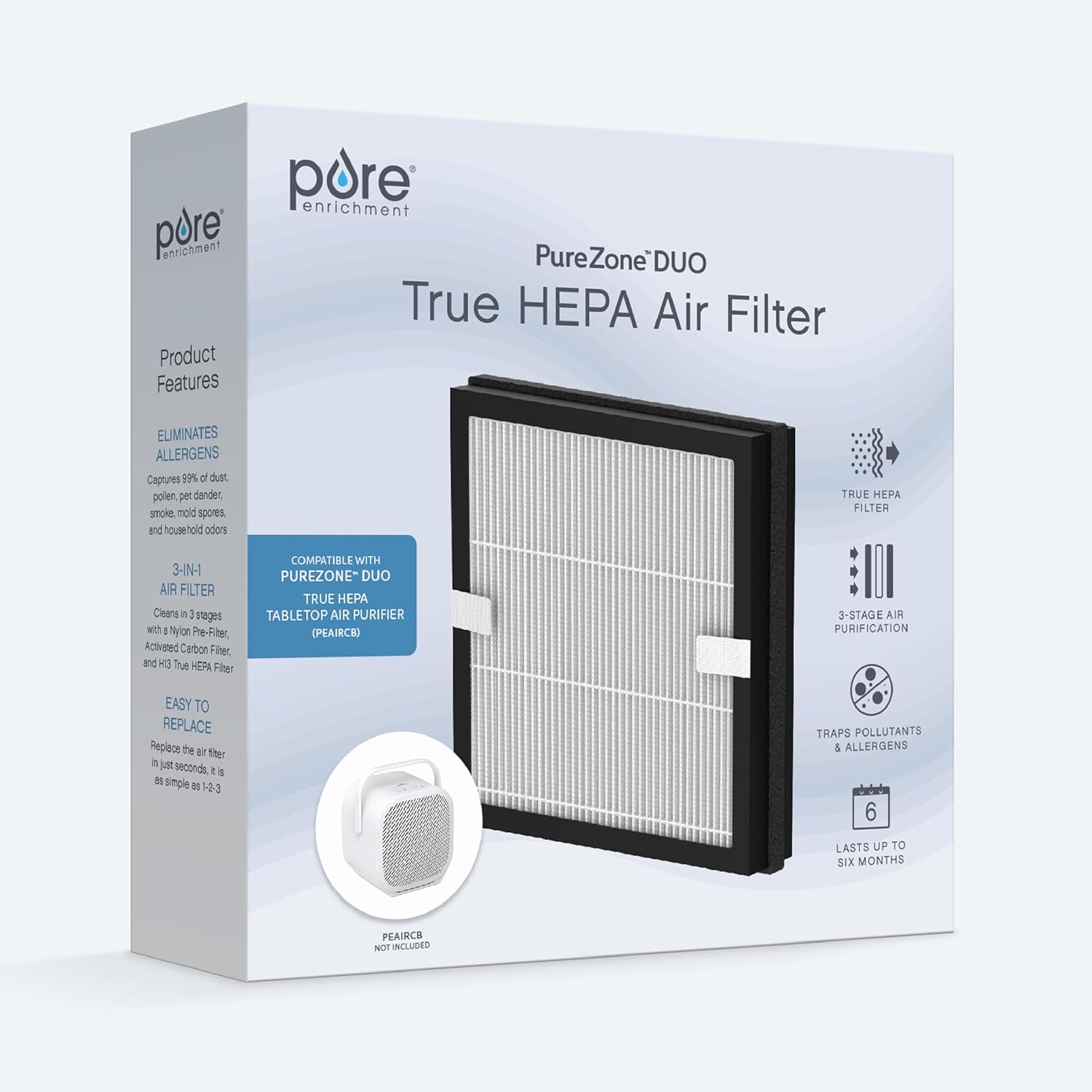 Pure Enrichment Genuine 3-in-1 True HEPA Replacement Air Filter for the PureZone DUO Air Purifier (PEAIRCB) - Image 7