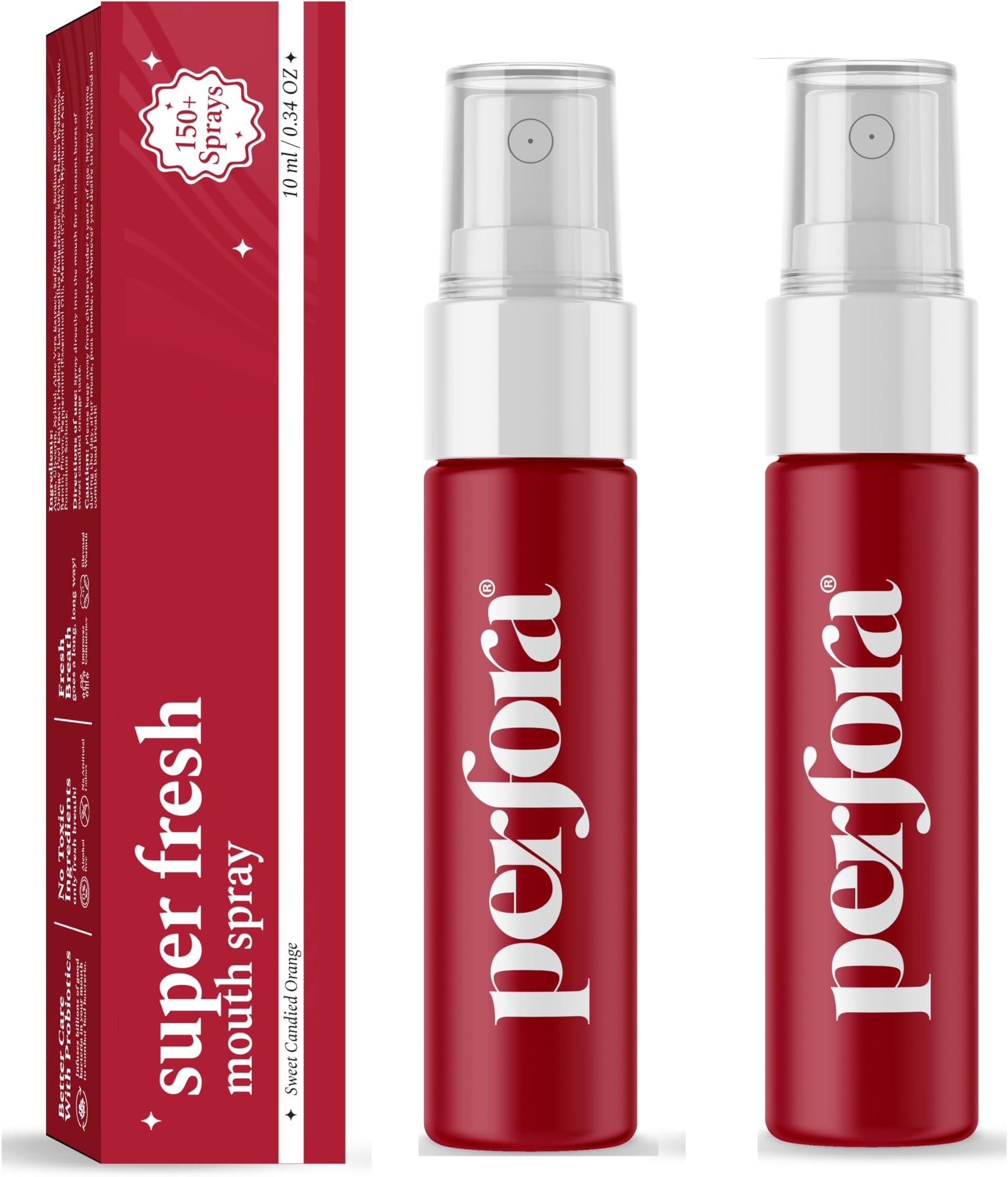 Super Fresh Sweet Candied Orange Mouth Spray | Instant Fresh Breath, Alcohol-Free, Teeth Remineralization, SLS-Free | 10 ml x 2