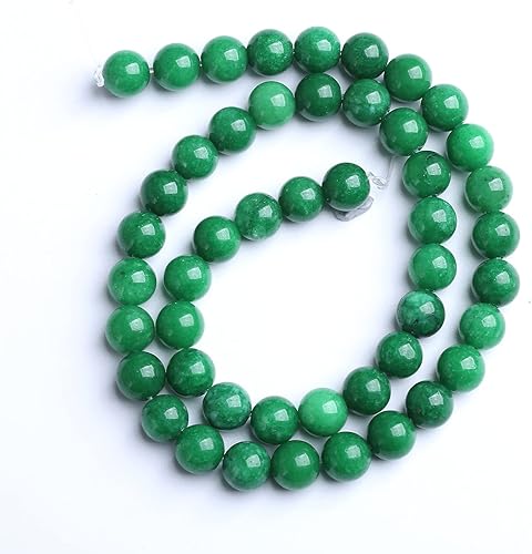 Miniatura 4 de 38 cuentas sueltas de jade nublado verde de piedra natural de 0.394 pulgadas para hacer joyas, pulseras, collares, 1 hebra de 15 pulgadas