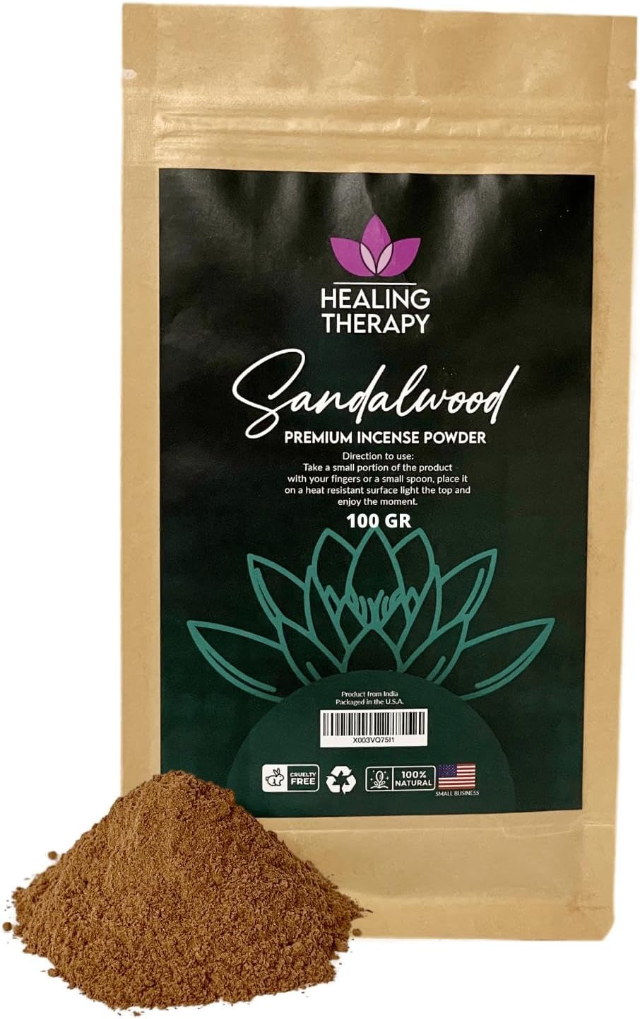 Pure Sandalwood Incense Powder 100GR,100 Natural, Aromatic
