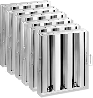 VEVOR Filter für gewerbliche Dunstabzugshauben Dunstabzugshaubenfilter aus Edelstahl für Restaurants, für fettabweisende Dunstabzugshauben, 3 Rillen, 6er-Pack 393 x 493 x 45 mm (B x H x T)