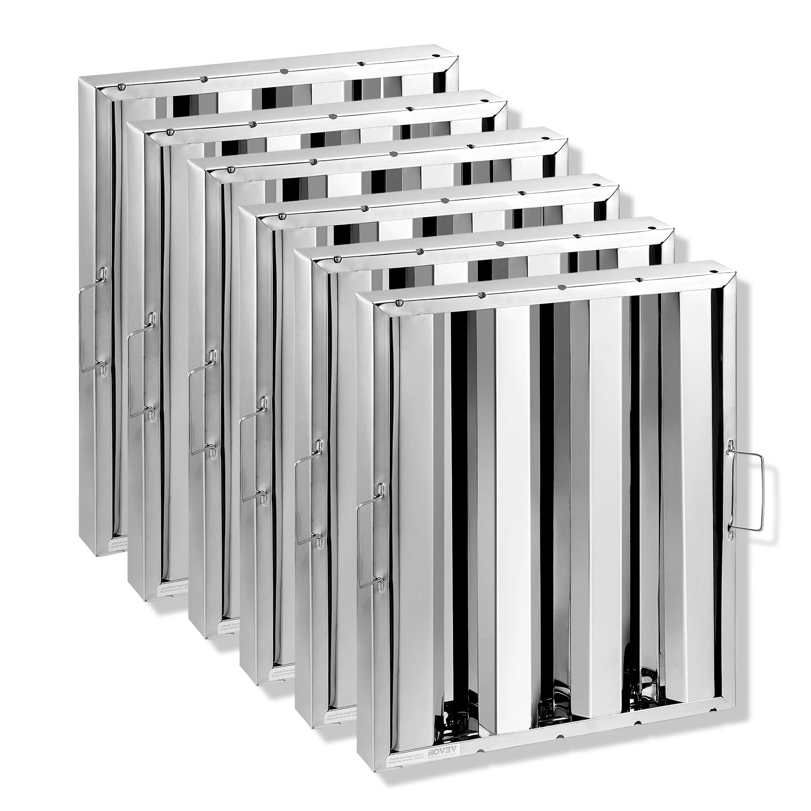 VEVOR Filtro de Campana Comercial de Cocina de Restaurante de Acero Inoxidable para Campanas Extractoras de Cocina Comerciales con Clasificación de Grasa, 3 Ranuras, Paquete de 6, 393 x 493 x 45 mm