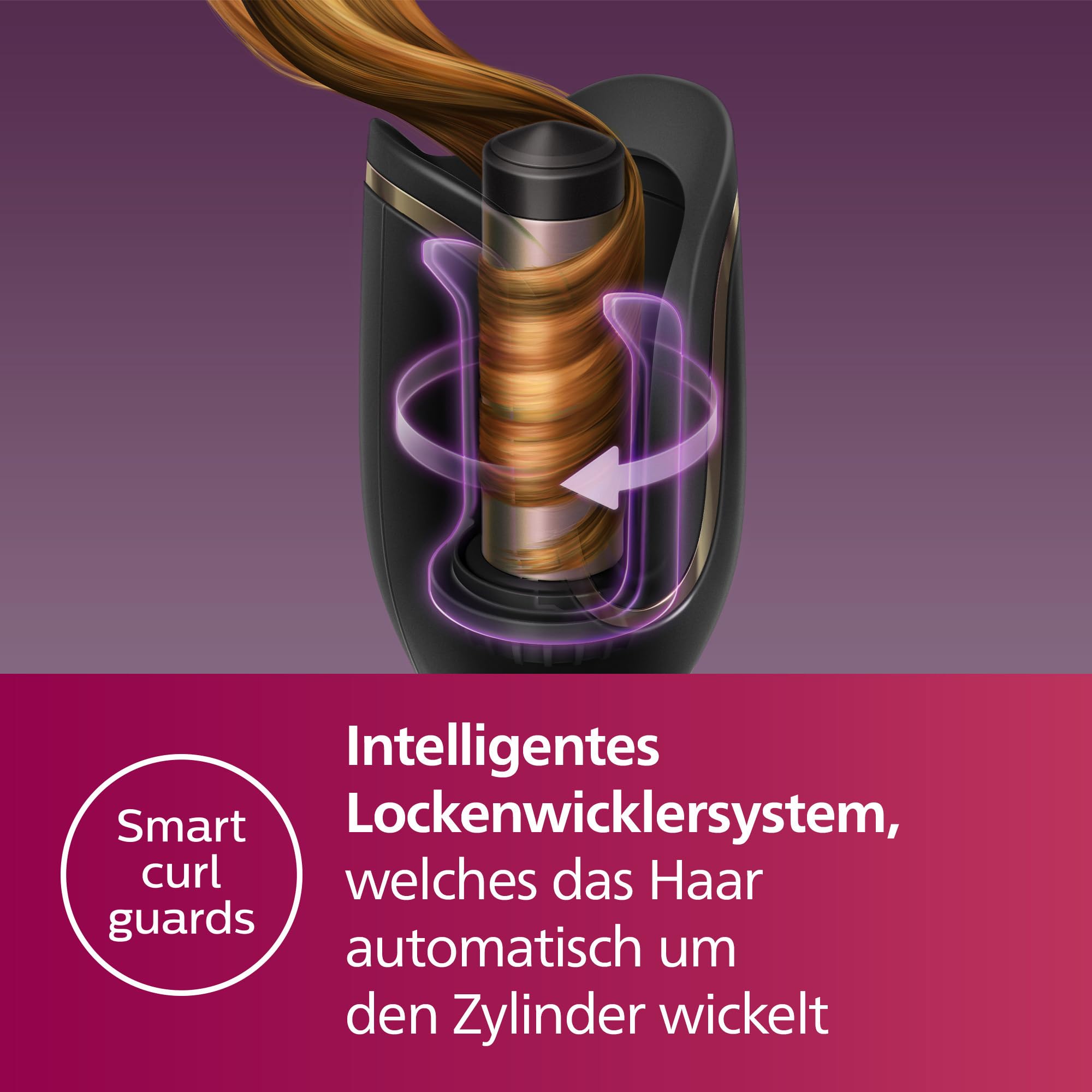 Philips automatischer Lockenstab 8000 Series, Lockenwickler/Curler, 27 verschiedene Stylingoptionen, Schwarz, Modell BHB876/00