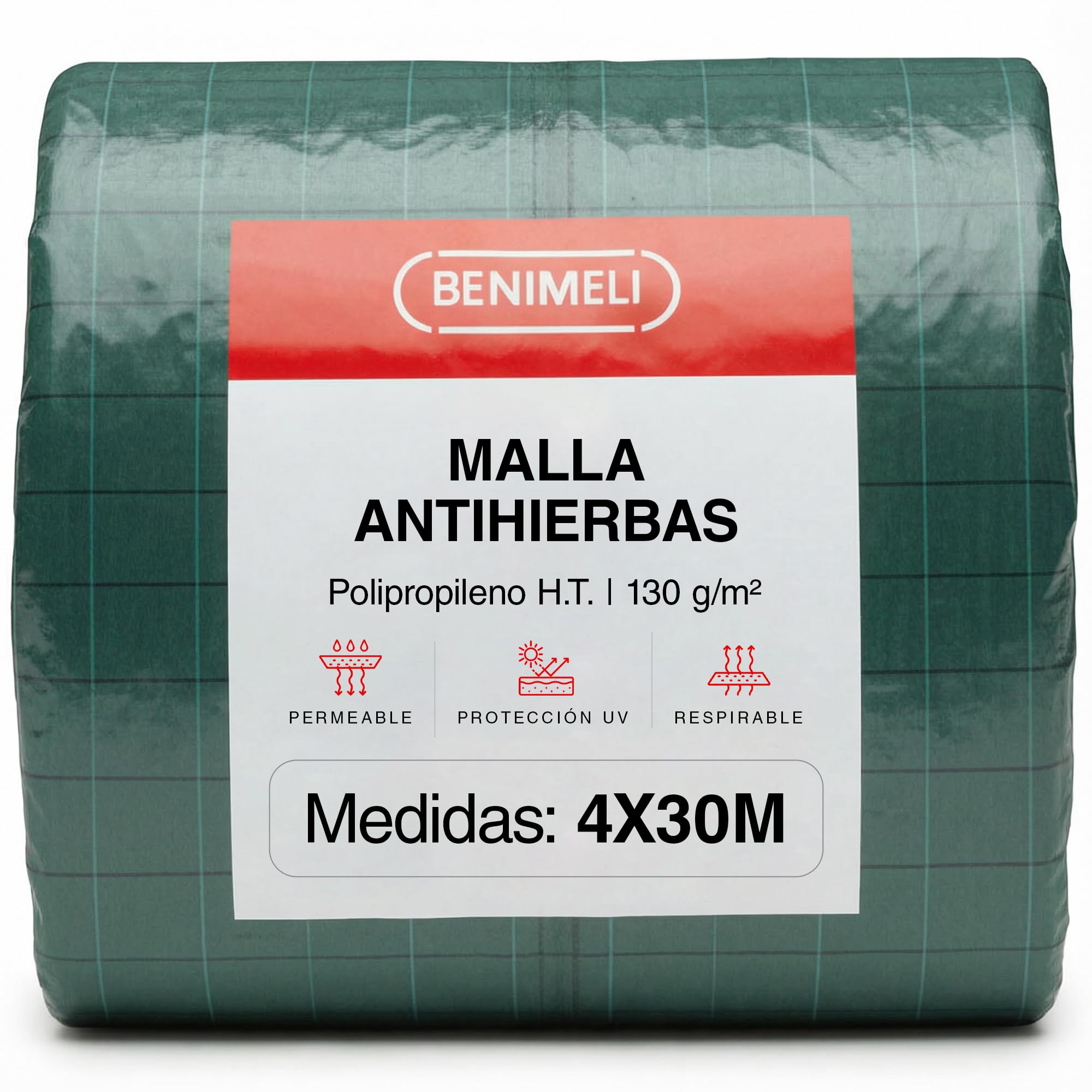 Malla Antihierbas Huerto 130g/m² – Alta Resistencia, Control Malas Hierbas Jardín, Huertos Urbanos Tela Antihierbas Polipropileno – Protección UV (Corte, 4x30M)