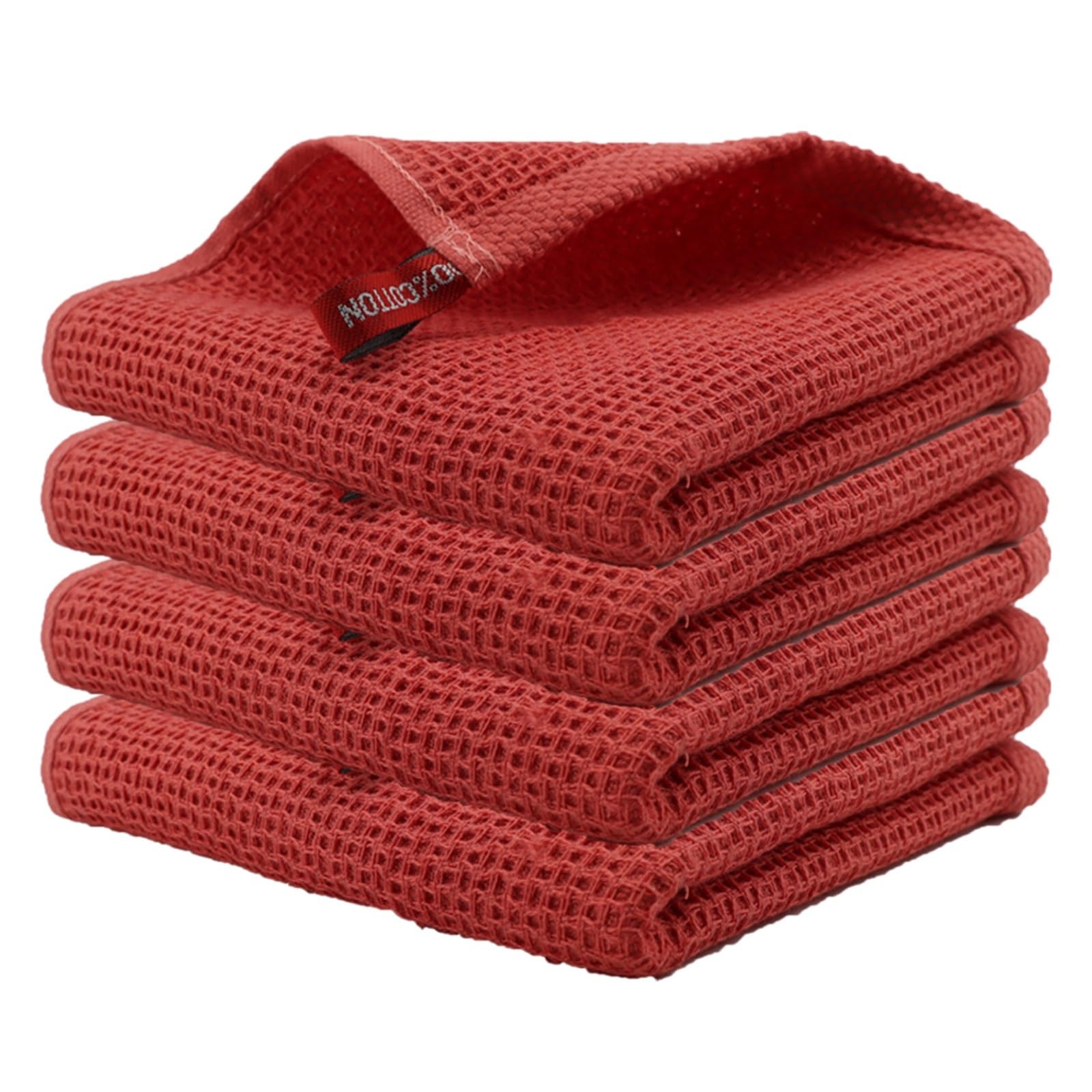 GMEqfhpOPS 4Pcs Cotton Kitchen Towel Ultra Soft Magic Cleaning Cloth Absorbent Cleaning Rags Thickened Wipe Cloths Dishcloth Towels Bath(Red)