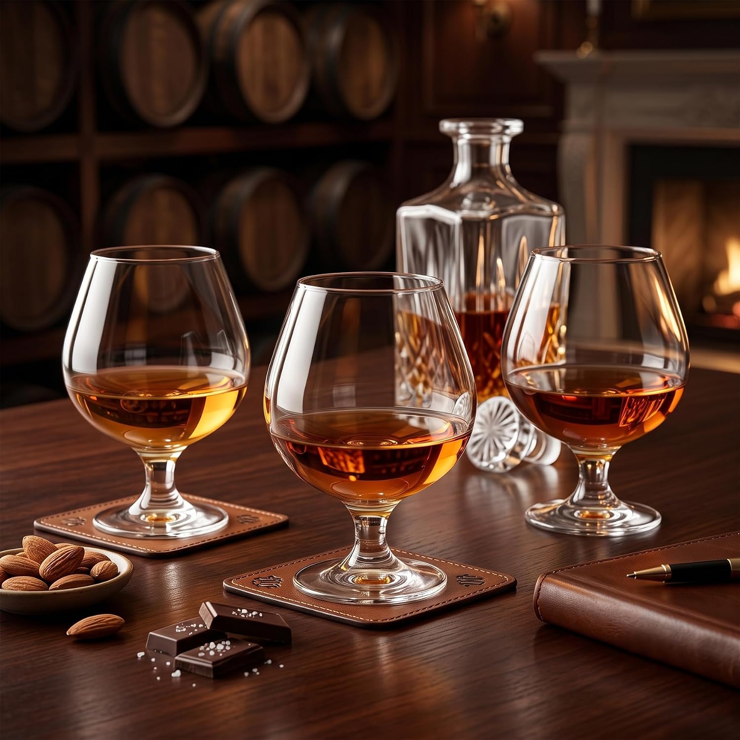 Set of 6 Brandy Snifter Glasses 17.25oz Stemmed Cognac Glasses