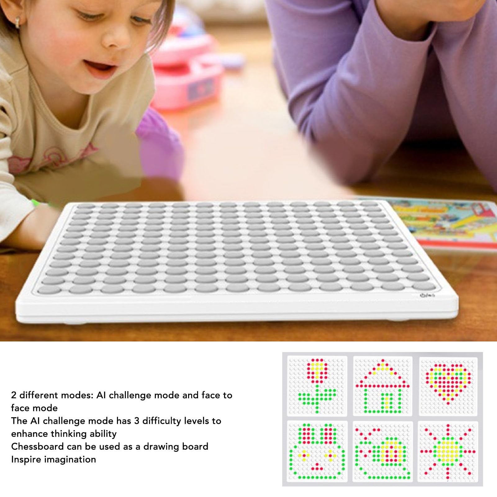 Giochi di Scacchiera Intelligenti, Gioco da Tavolo Elettronico Intelligente AI per Viaggi, Feste, Serate in Famiglia, Educativo Riduci la Noia, Luce Soffusa, Batteria da 900 MAh,