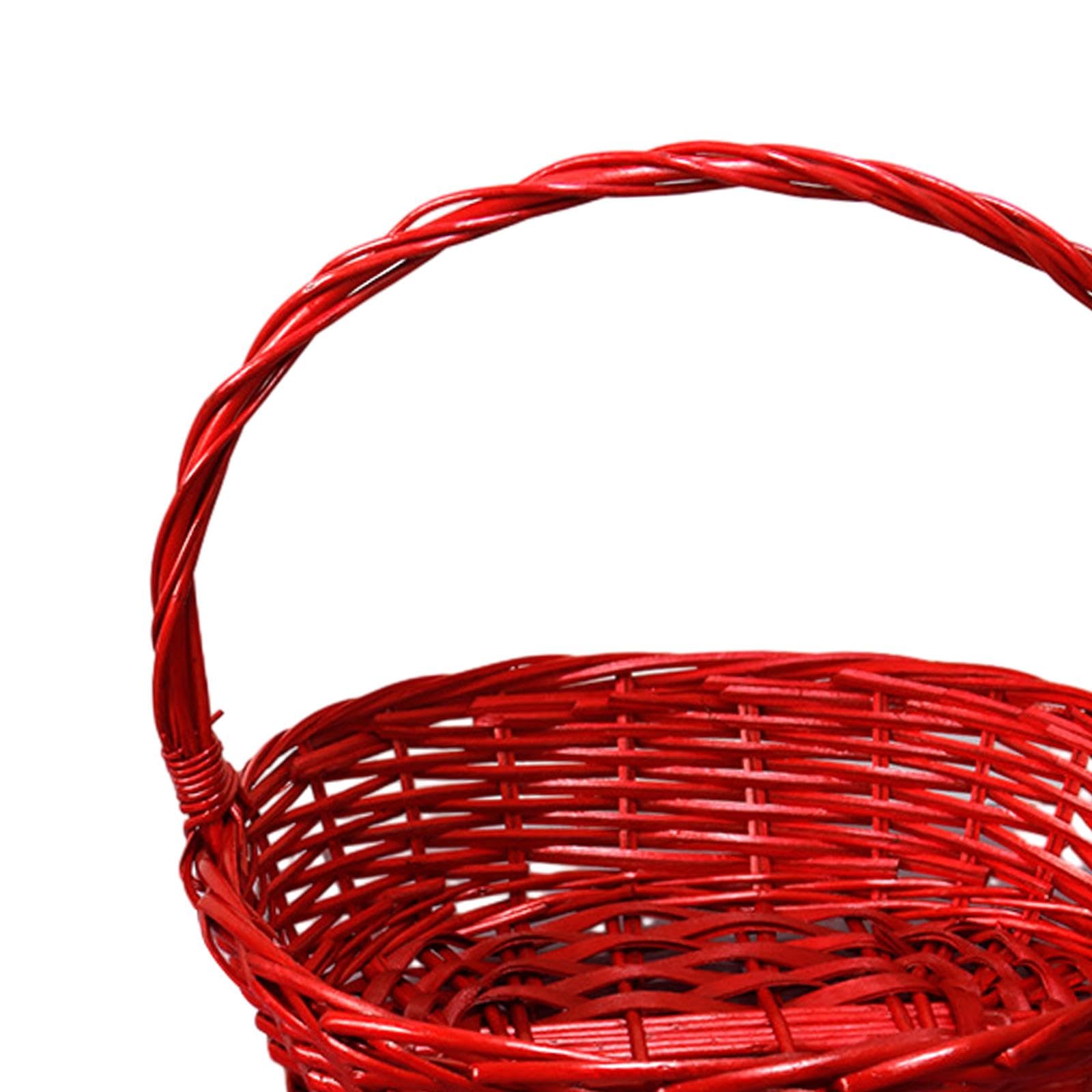 rockible Classic Easter Basket Serving Basket Reusable Handwoven Storage Basket for Candy and Girls Children Fruit Easter Gifts, red
