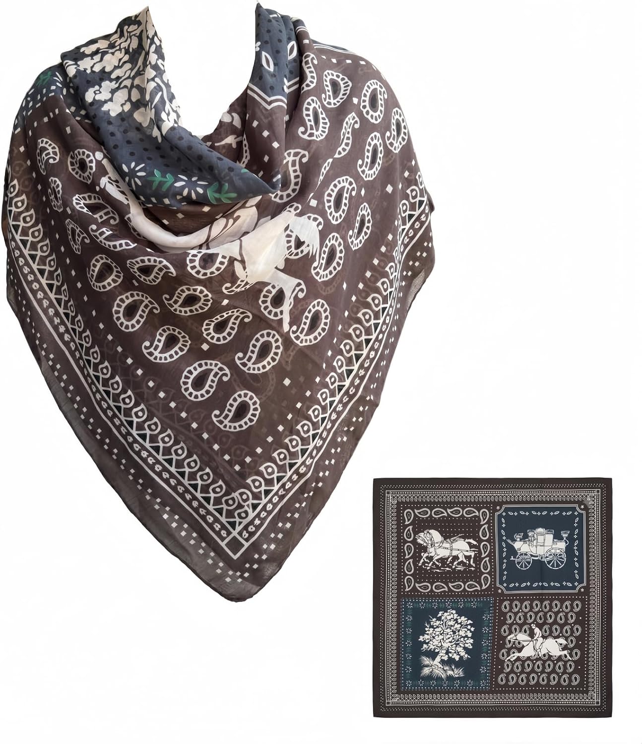 Women's Large Square Scarf 43" Silk Feeling Hair Wrap Shawl