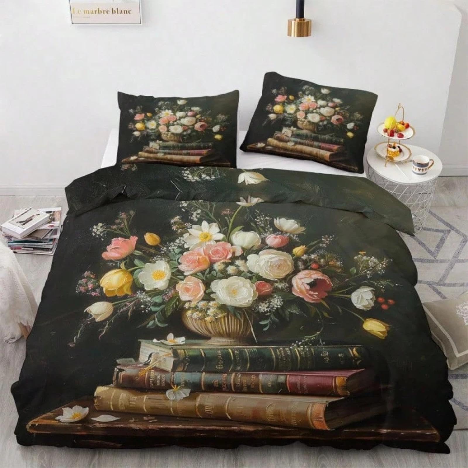 Housse de couette en microfibre 150x200 parure de lit king size motif montagne