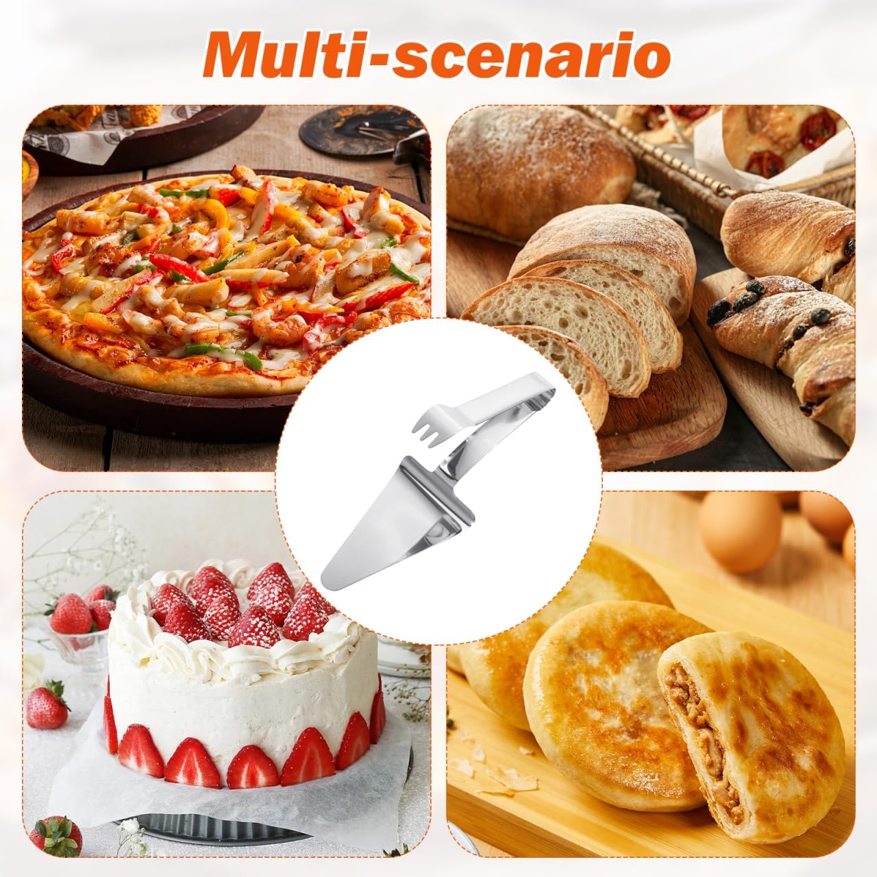 Luxshiny Pizza Spatula 11.22 Inch Stainless Steel Pizza Server with Heat Insulation Handle Baking Cake Shovel for Cake Pie Dessert Serving