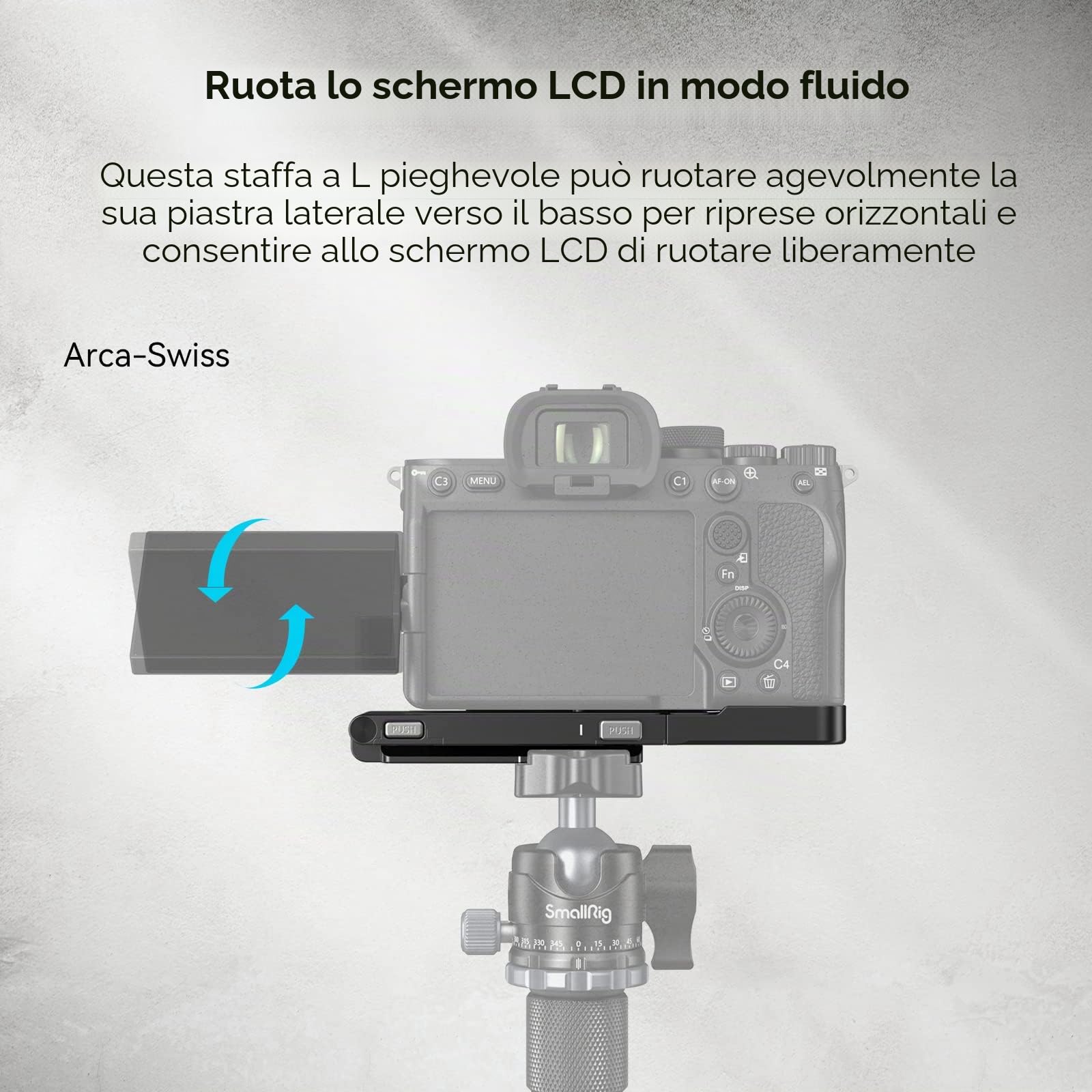 SMALLRIG L Bracket Pieghevole per Sony A7 IV / A7S III / A7R V, Piastra Laterale Pieghevole per Arca-Swiss, Passaggio Rapido Tra Riprese Orizzontali e Verticali - 3984
