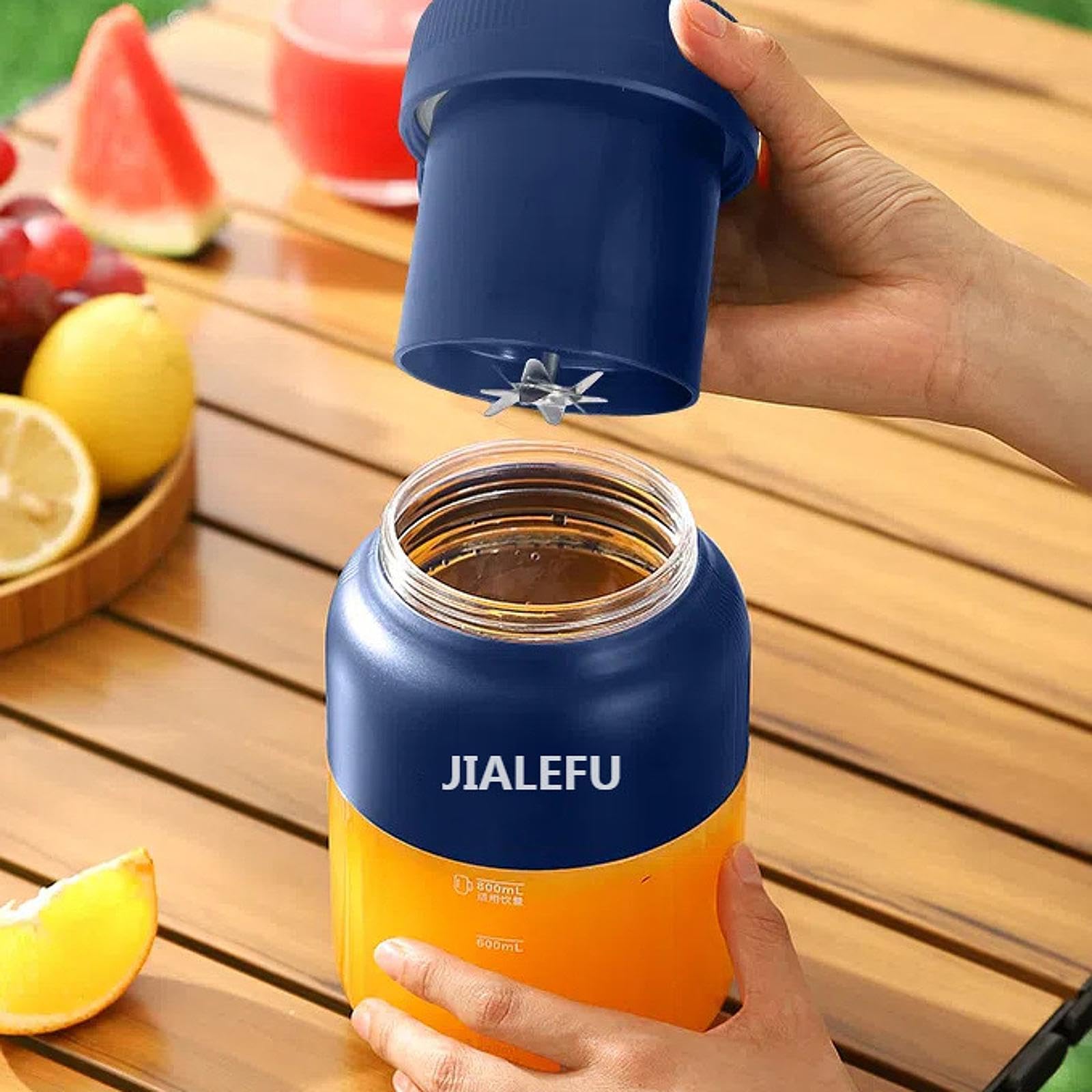 Fenteer Portable, Mixeur, Shakes, Smoothies, électrique, 1 300 ML, pour Activités de Plein Air, Entraînement, Bleu Royal