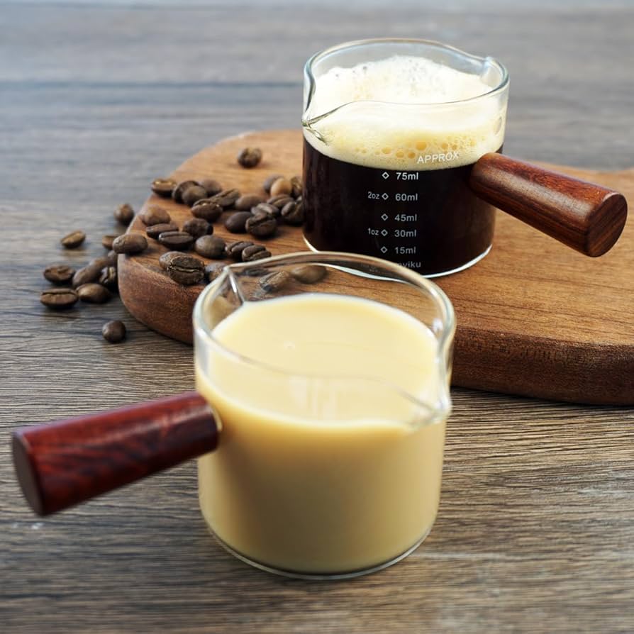 計量カップ木製ハンドル付きミルクカップ オンスカップ 100ml 計量カップ木製ハンドル付きミルクカップ オンスカップ 100ml Amazon