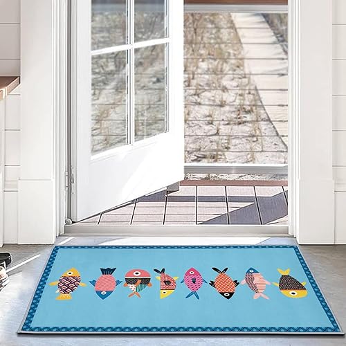 Welcome Entrance Doormat Inside Outside Small Fish Door Mat Ocean