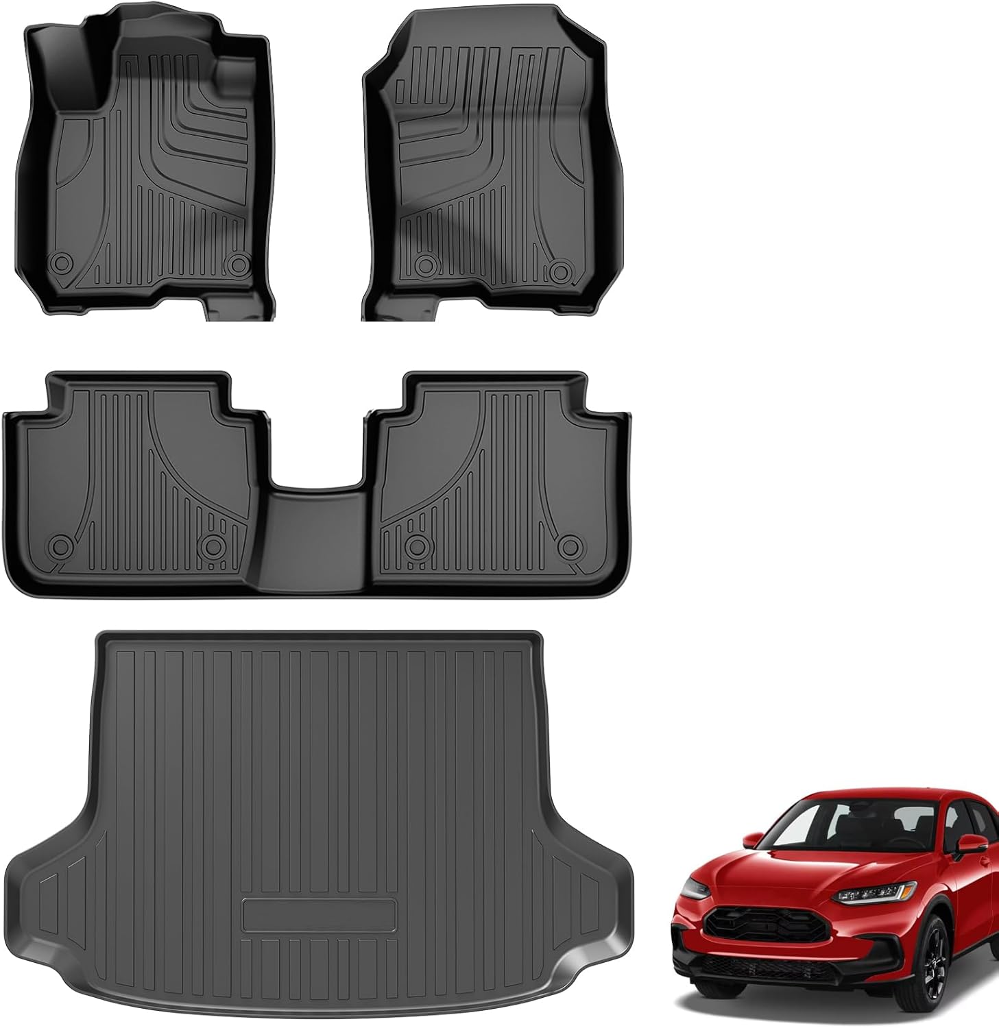 2025 HRV Floor Mats: All Weather Floor Mats & Cargo Liner Compatible with 2023 2024 2025 Honda HRV & HR-V Hybrid: HRV LX | Sport | EX-L TPE Floor Liners Full Set Accessories Anti Skid