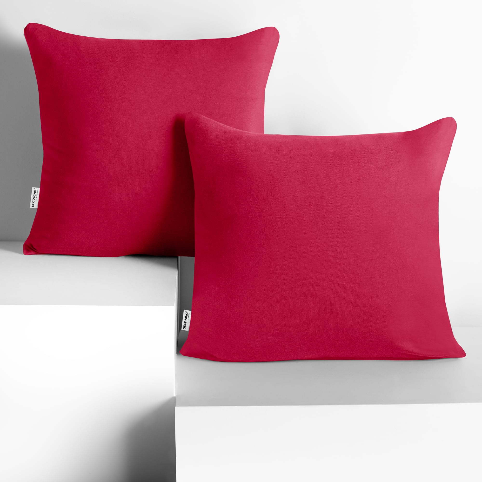 DecoKing 2 x Pillowcases 80 x 80 cm Jersey Cotton Zip Pink Amber