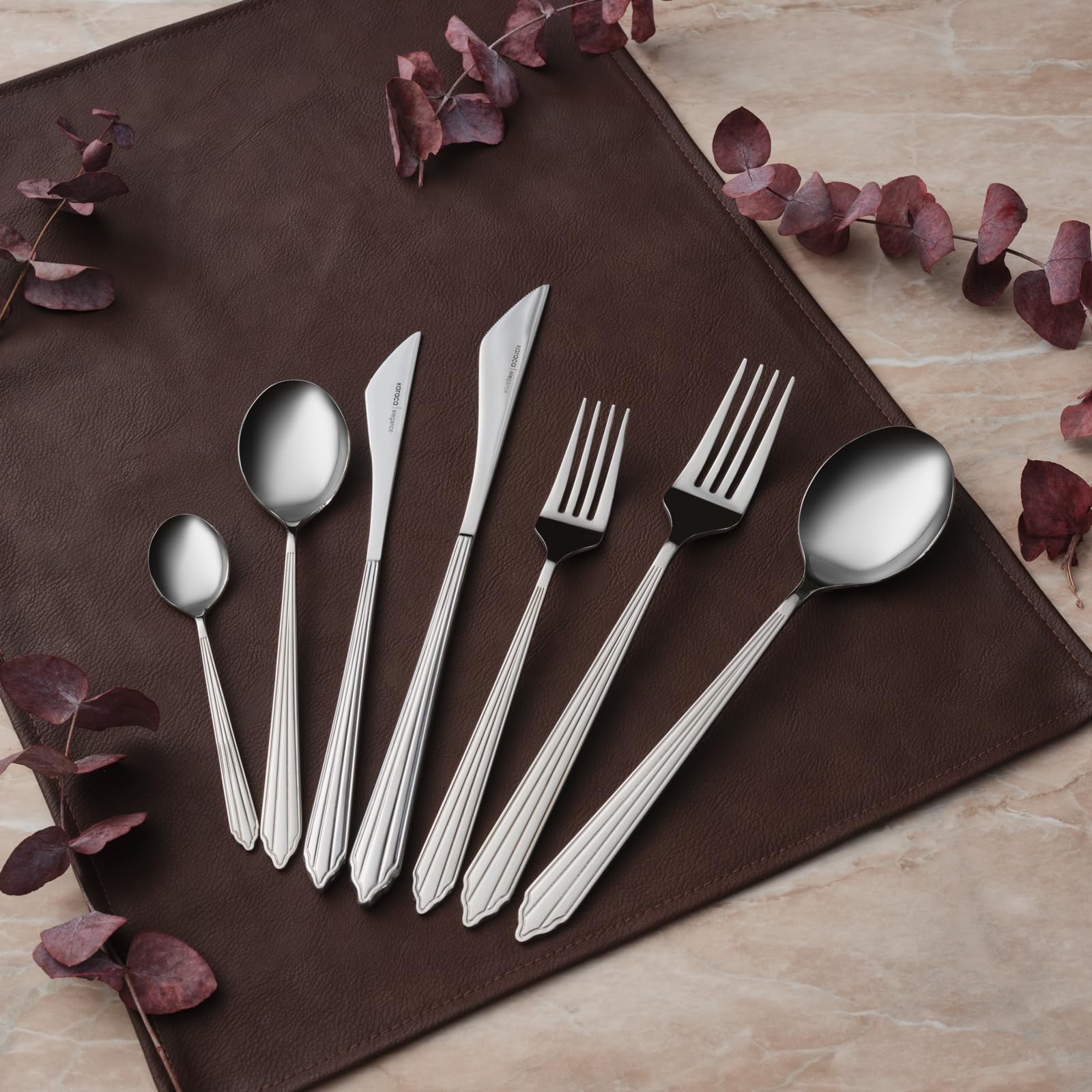 KARACA Rebellion 84-Piece Cutlery Set, Checkout Box, Silver – Modern Elegant Silverware for Entertaining & Special Occasions