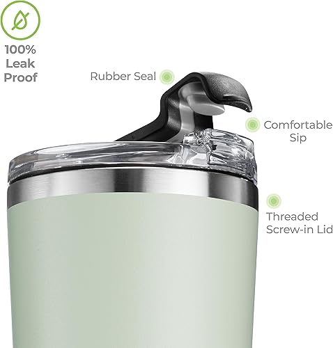 Miniatura 5 de SIPX Vasos con triple aislamiento, 16 onzas, vaso moderno de alta calidad con tapa, vaso aislado que se mantiene caliente durante 6 horas, vaso de