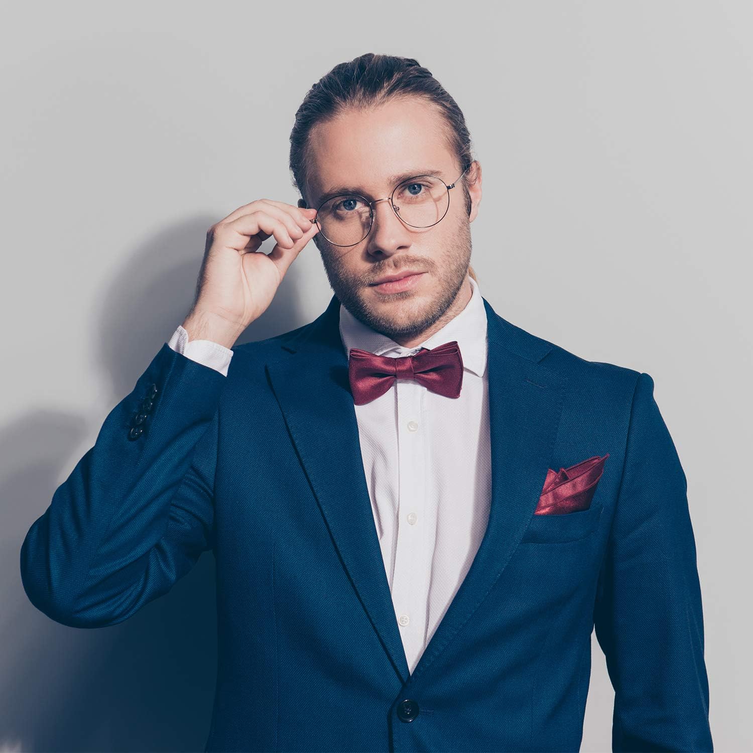 Miniatura 6 de 12 juegos de pañuelos cuadrados preatados para corbatín de color sólido pañuelo de satén para hombres y niños