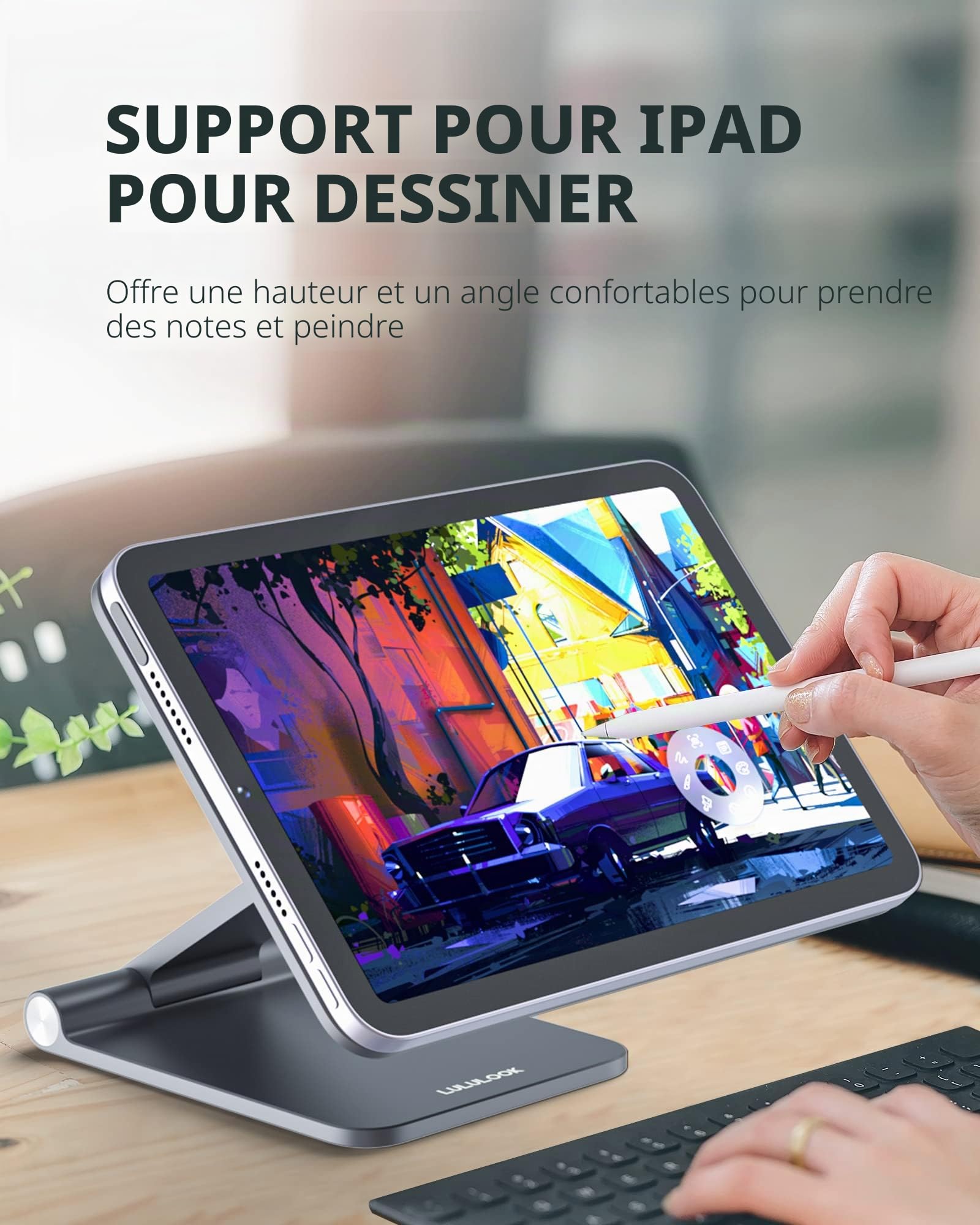 LULULOOK Support iPad Mini 7 (A17 Pro, 2024), Aimant Puissant, en Aluminium Alloy, Suspension, Pliable Rotatif à 360°, Utilisation en Mode Paysage Portrait, Support Tablette, Support iPad Mini 6-8,3"