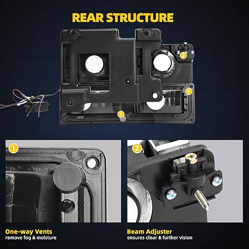 Miniatura 3 de DWVO - Conjunto de faros delanteros LED DRL compatible con Chevy Silverado CK 1500, 2500, 3500SuburbanTahoeGMC Yukon 1990-1999, con luz de