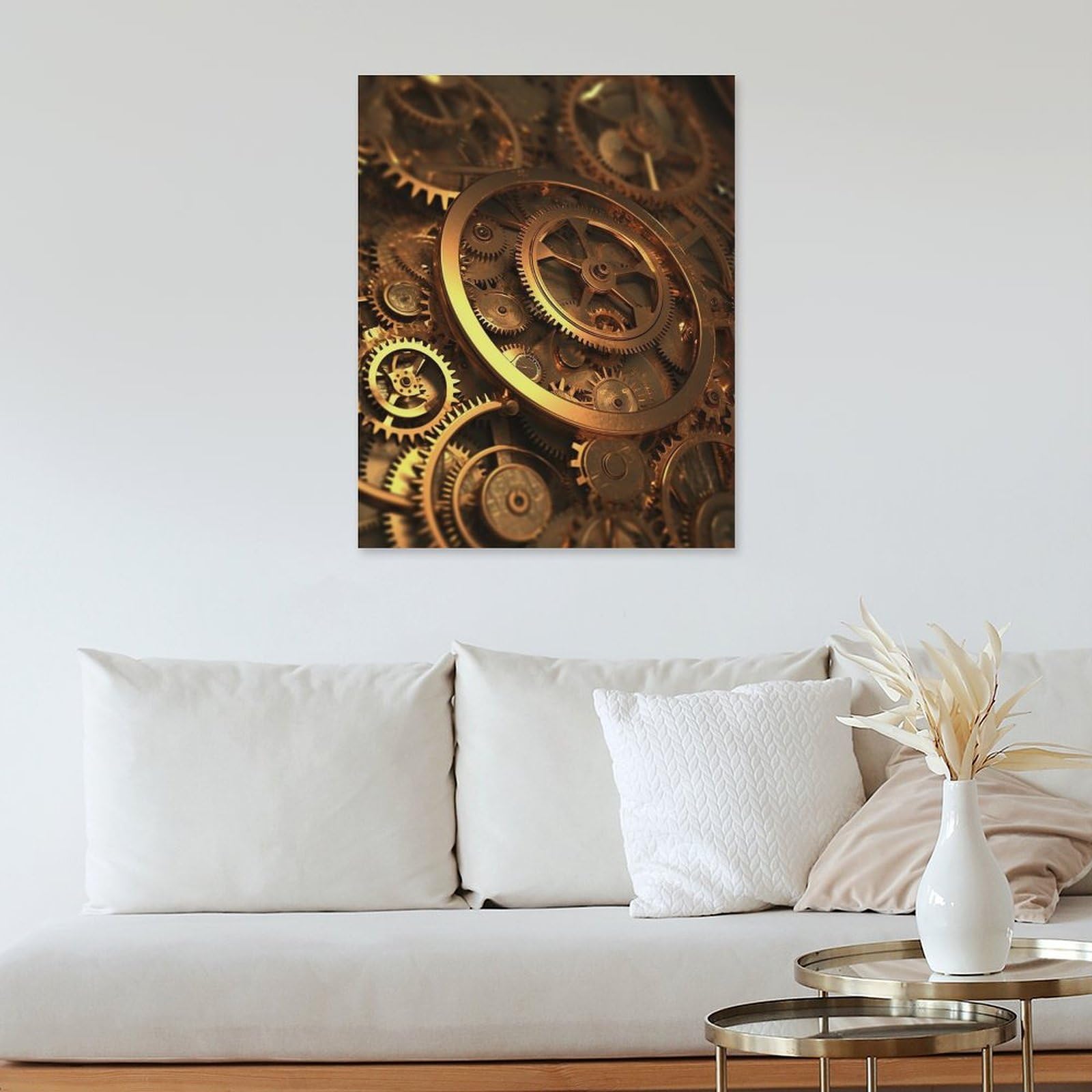 Leinwandbild „Abstraktes Zahnrad“ – Industrielles Wanddeko Im Steampunk-Look, 61 X 122 Cm
