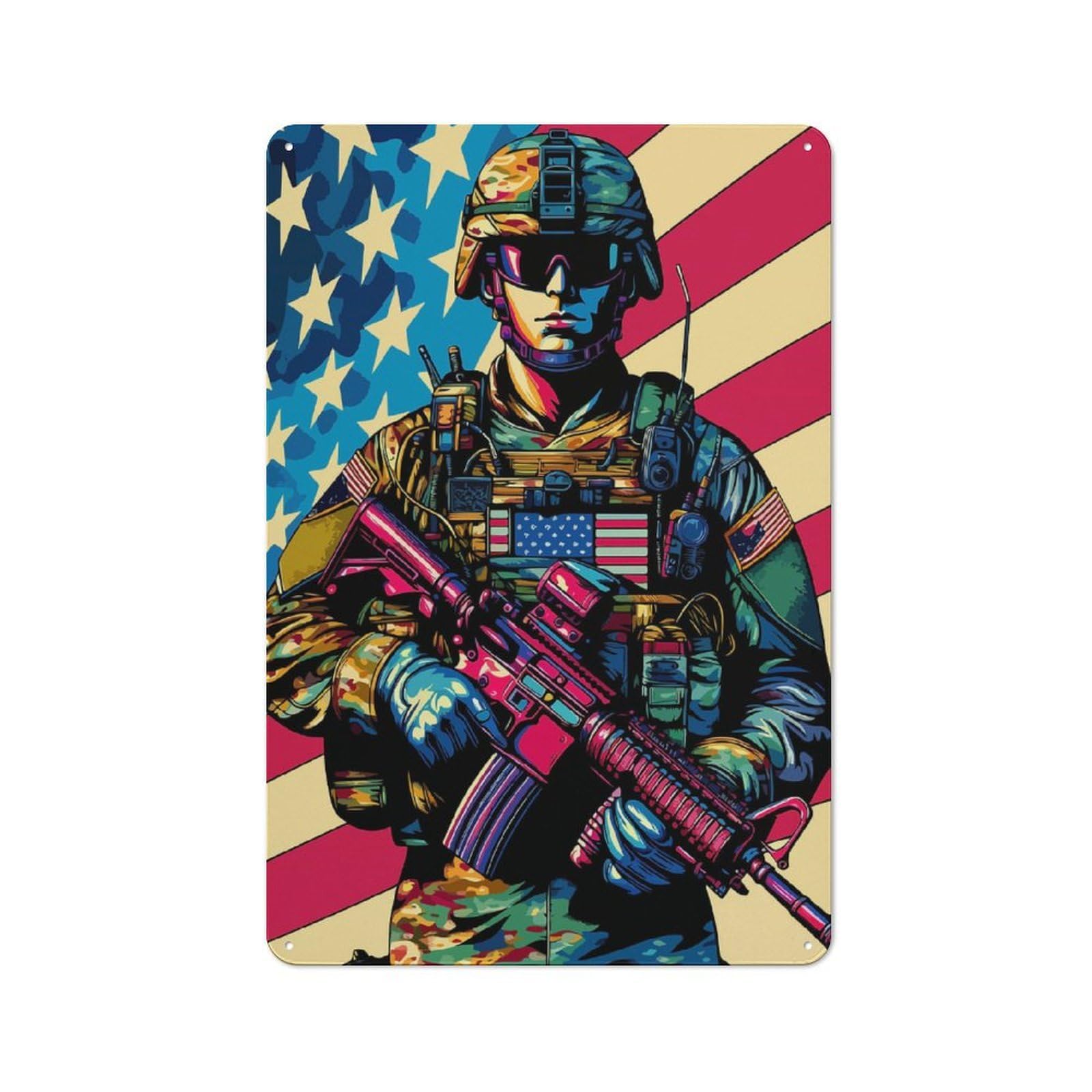 Junmoney United States Armed Forces 30X20cm Rustic Metal Sign With For Kitchen Or Home Bar, For Metal Sign Collectors, For Garage And Workshop Walls