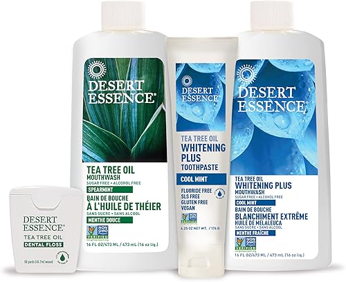 Miniatura 9 de Desert Essence Enjuague bucal refrescante de aceite de árbol de té, 8 onzas líquidas, aceite esencial de menta verde, reduce la acumulación de
