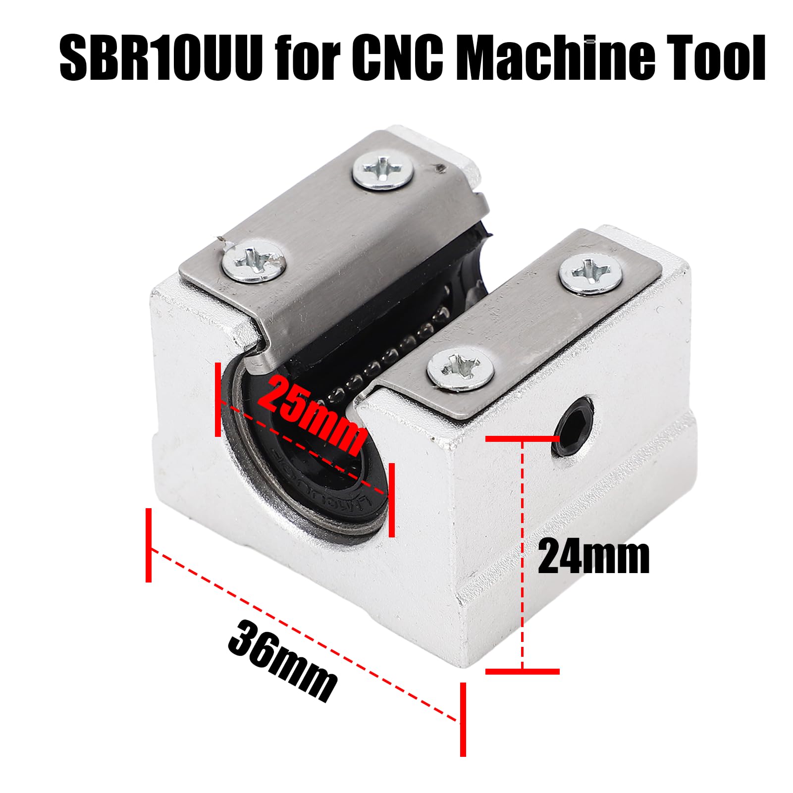 SBR10UU 4 pièces bloc coulissant à roulement à billes à mouvement linéaire, support en aluminium, siège de roulement de rail de guidage, curseur linéaire de type boîte